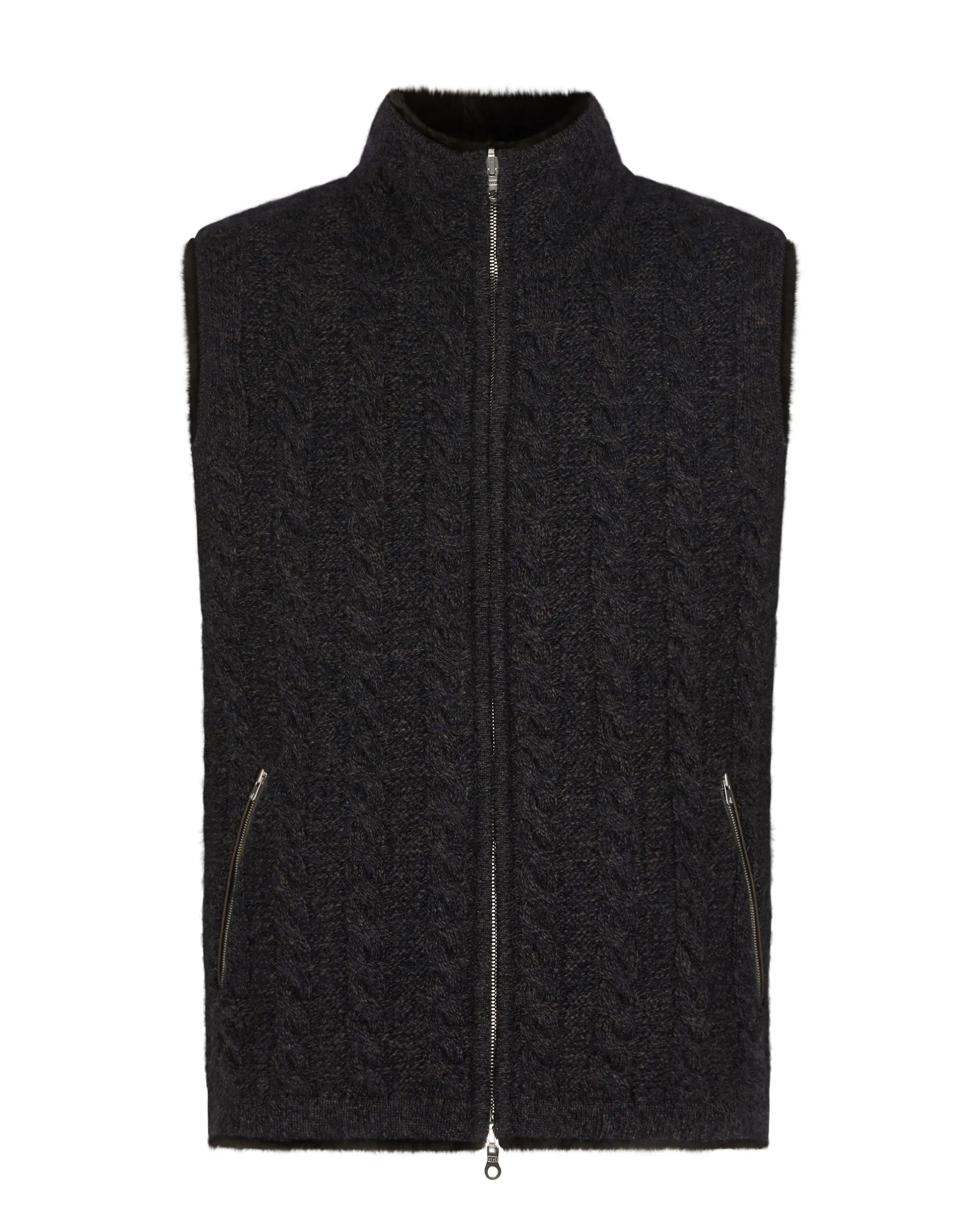 Men's Dolomiti Cable Fur Gilet Granite Grey