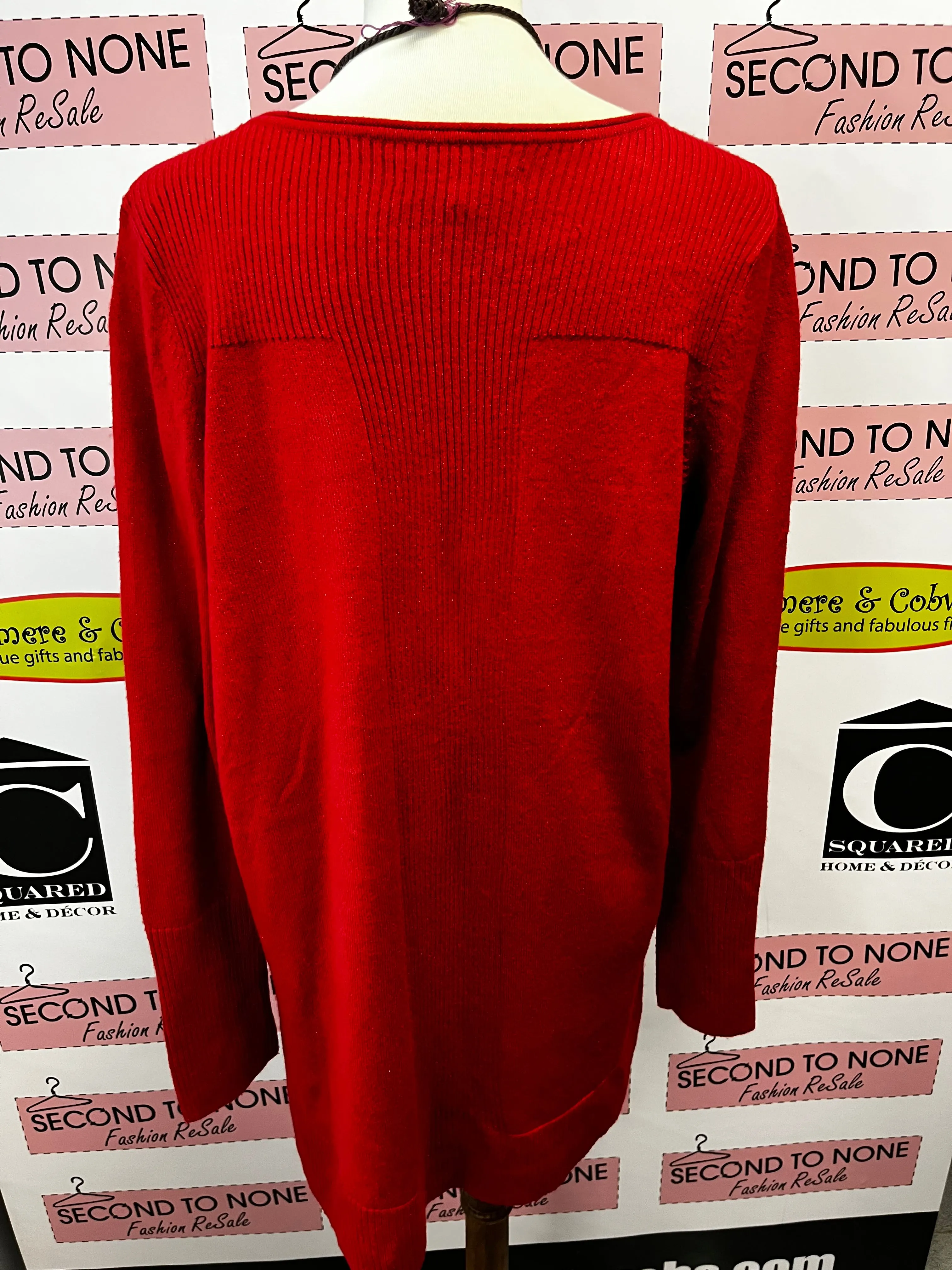 Metallic Red Knit Tunic (Size L)