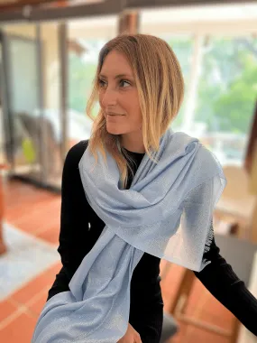 Metallic Scarf - Light Blue Mist - Glamour Shawl