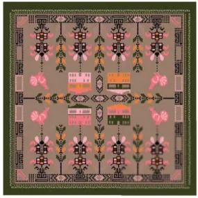 Mia Papa Circe Silk Scarf Green 45 x 45 cm