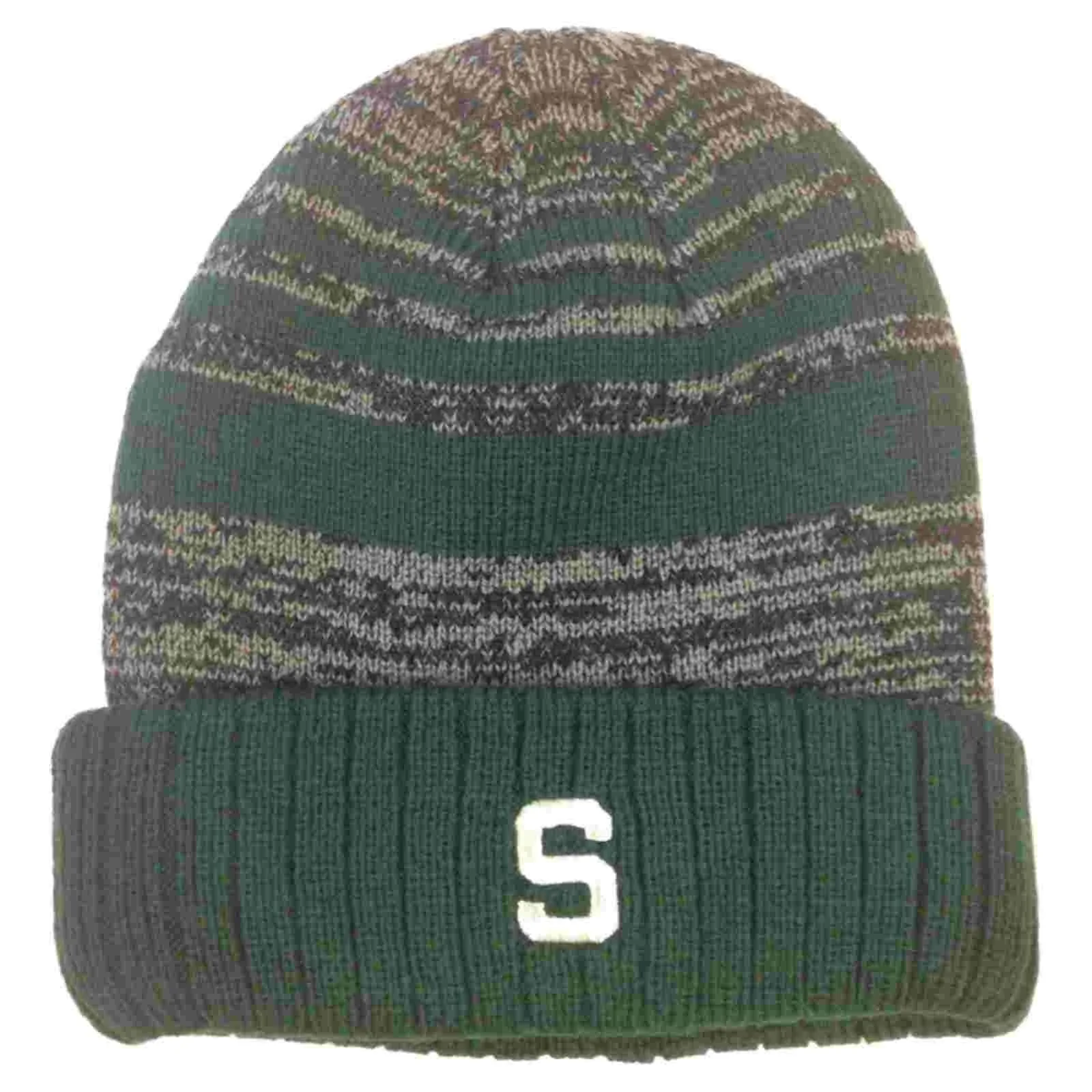 Michigan State Spartans TOW Green Gray Echo Striped Cuffed Winter Hat Cap Beanie