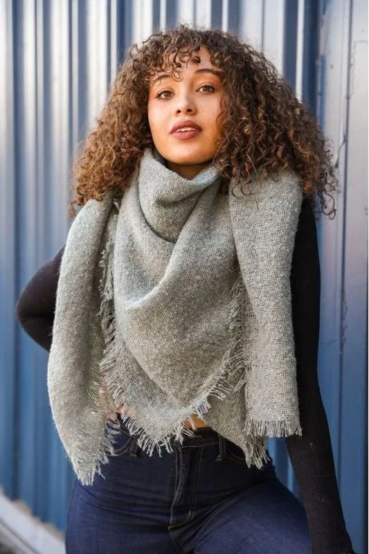 Mohair Blanket Scarf- Sage