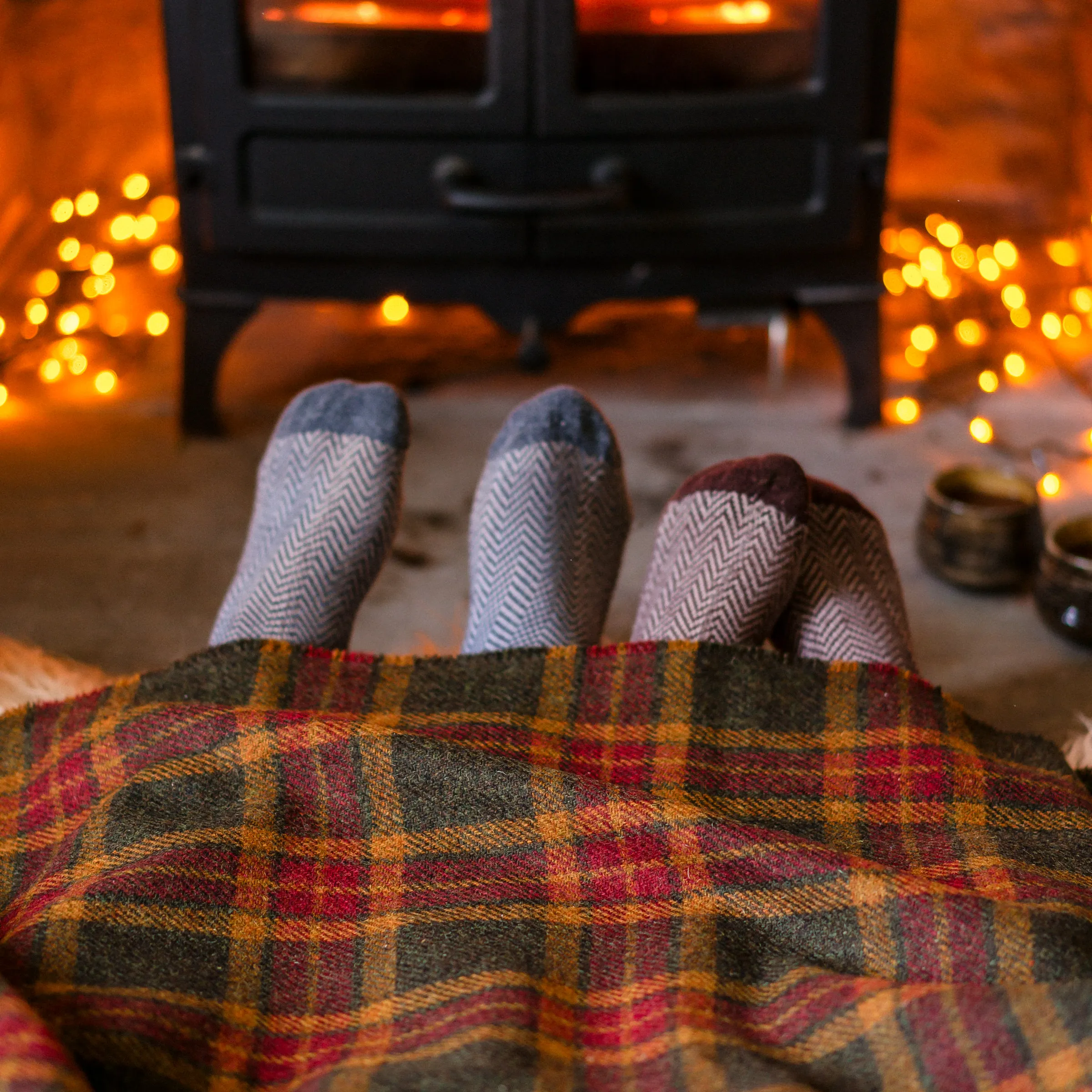 Moss, Gingerbread & Wine Tartan Wrap Blanket