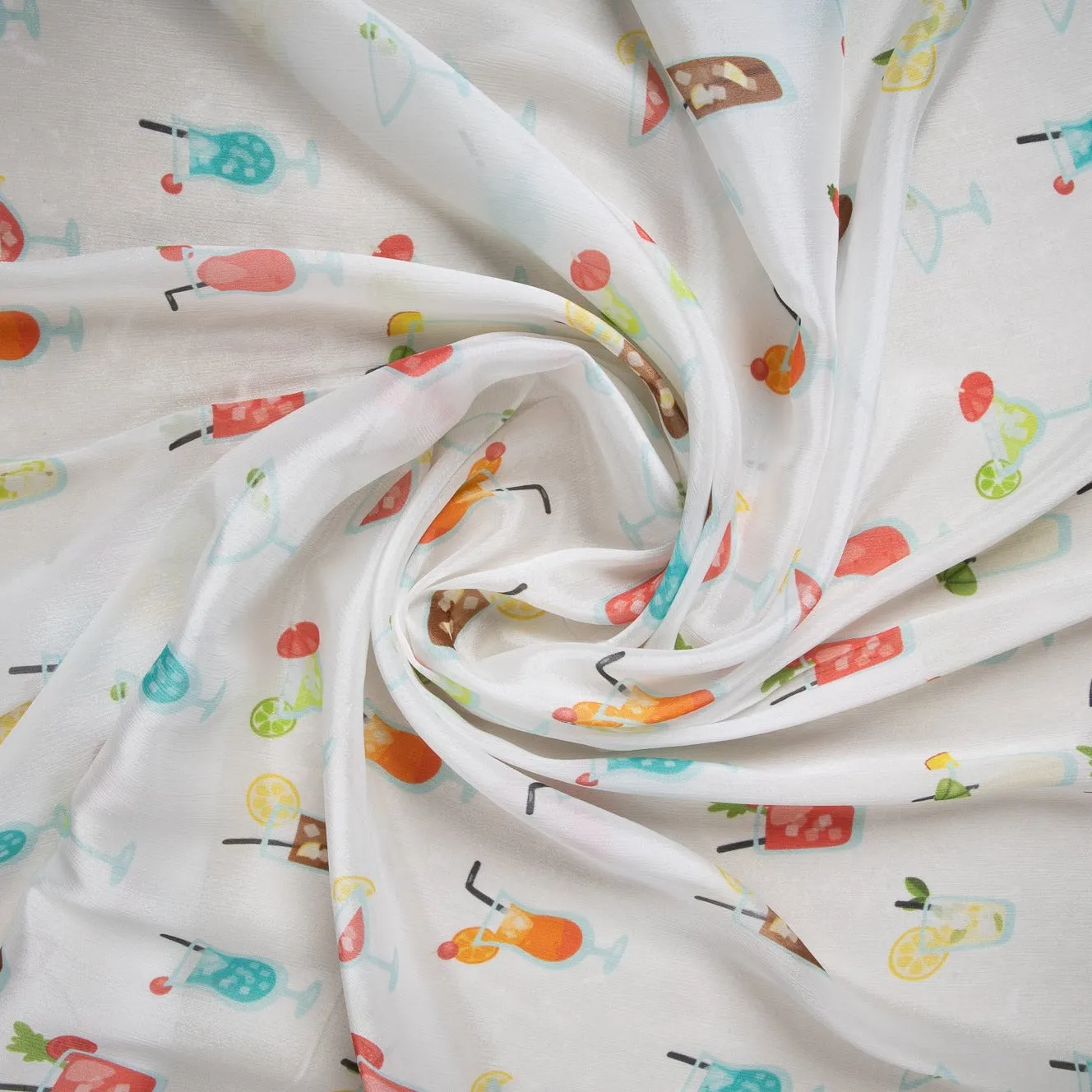 Multi Color Quirky Print Chiffon Fabric