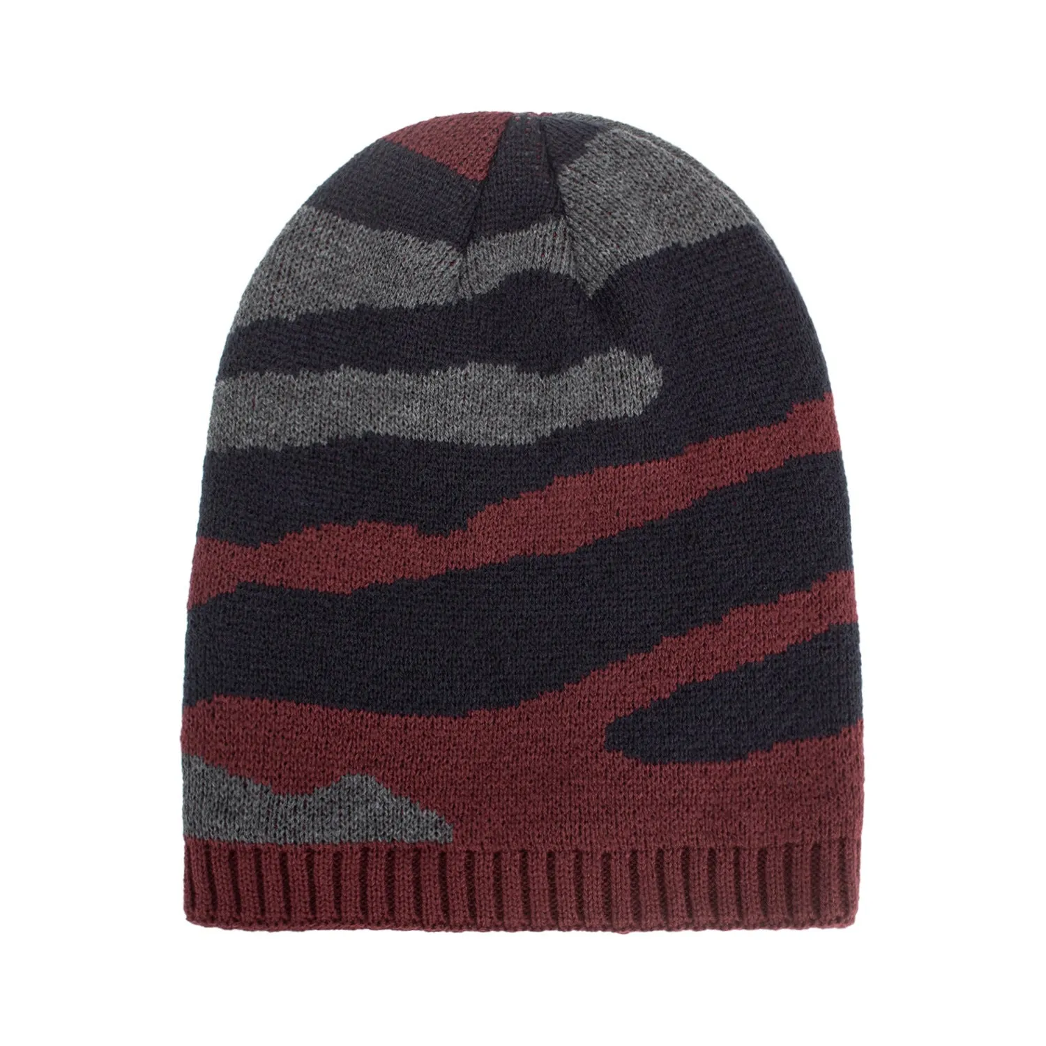 New Tricolor Striped Long Pullover Knit Beanie