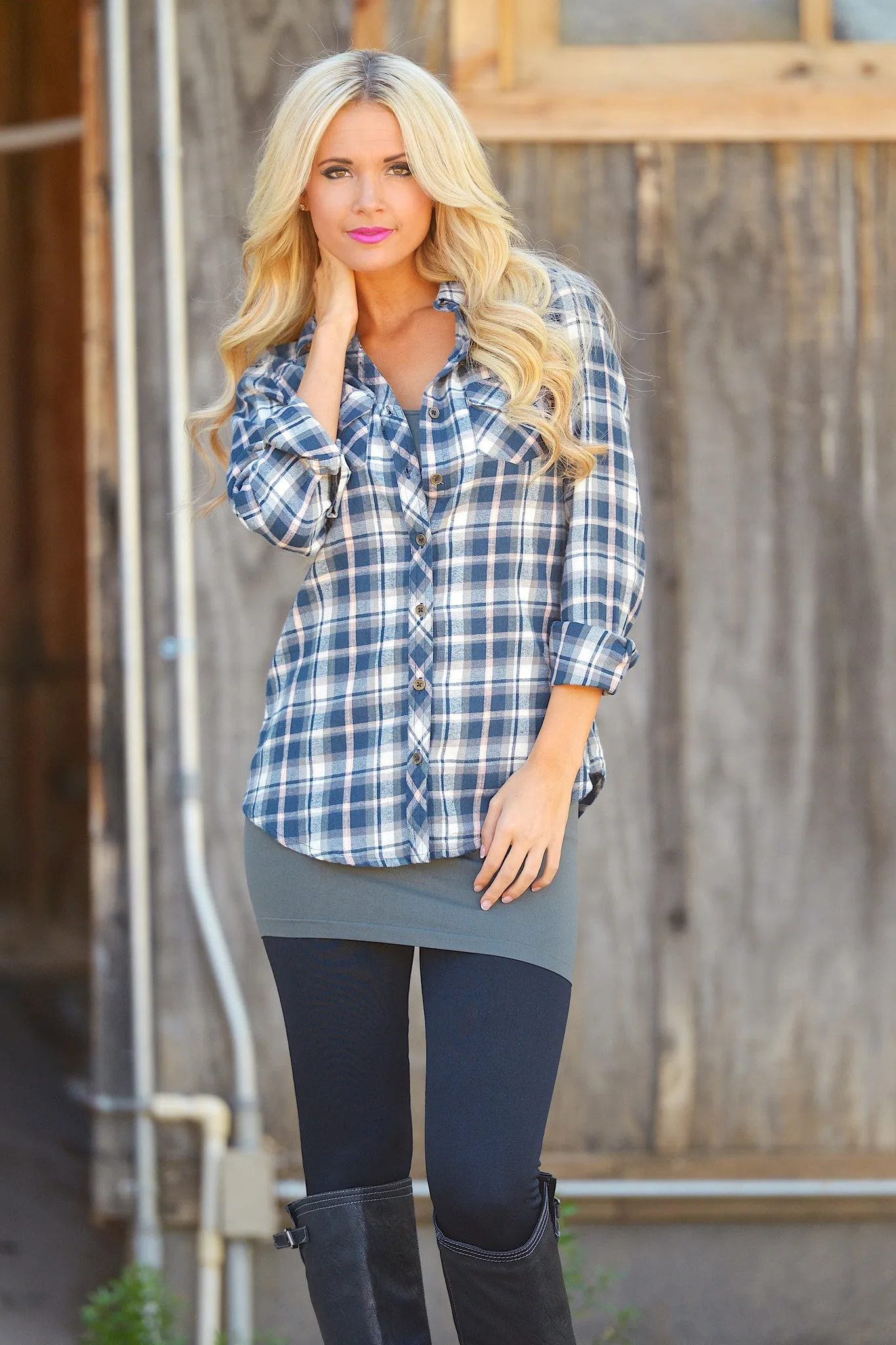 Not Your Boyfriends Flannel - Navy