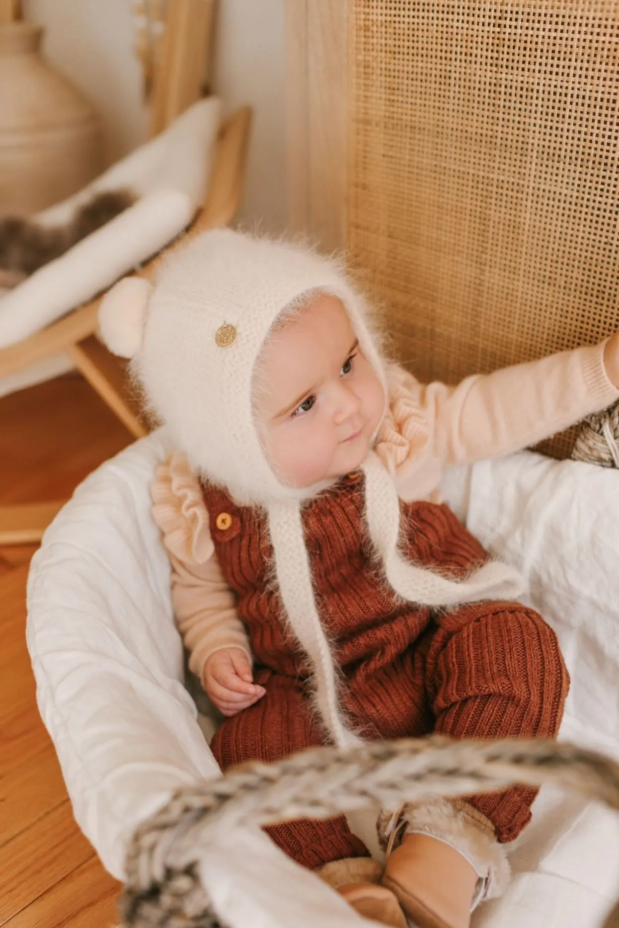 Oatmeal Cashmere Teddy Hat