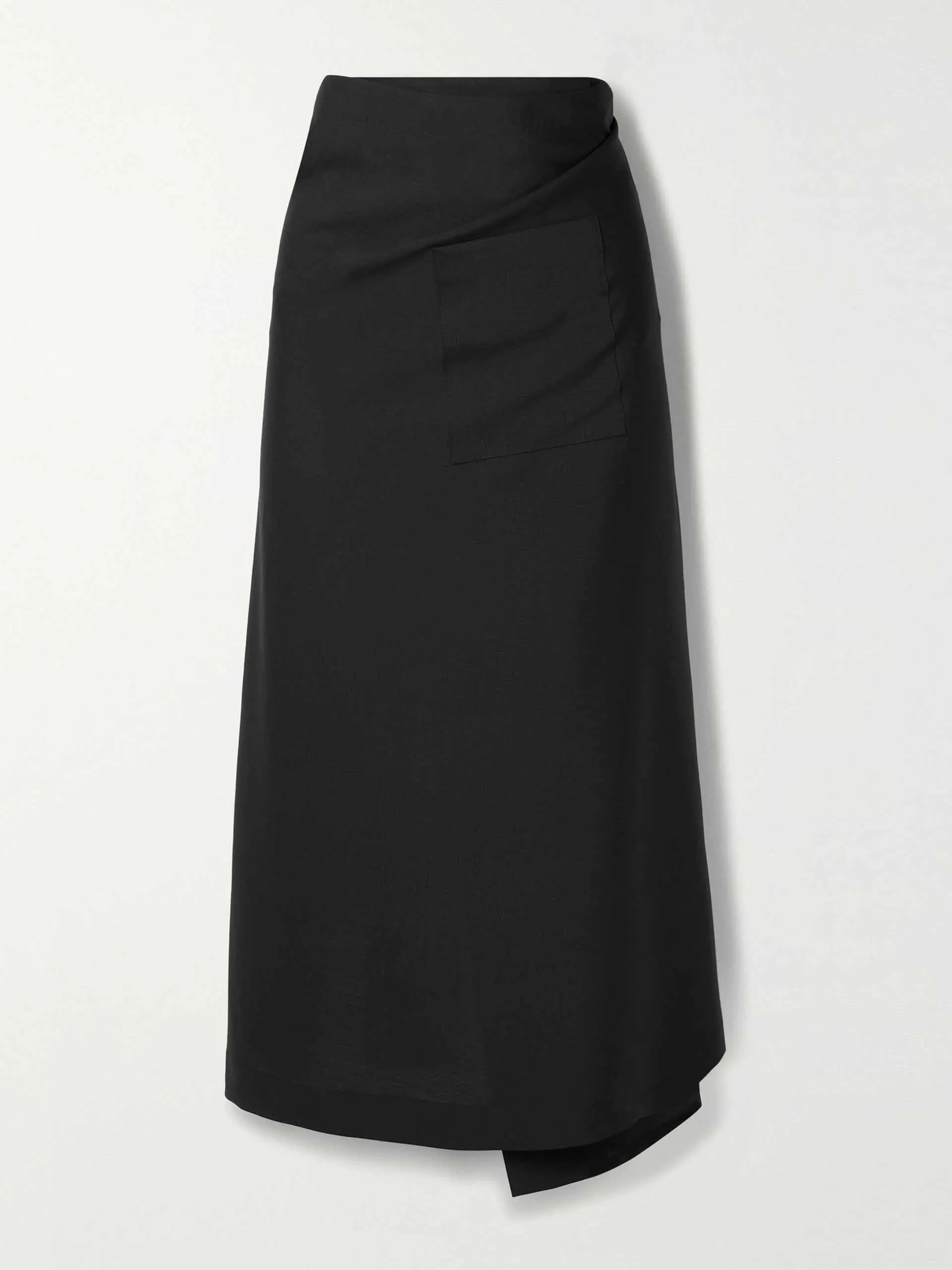 Onda asymmetric wool and mohair-blend crepe midi wrap skirt