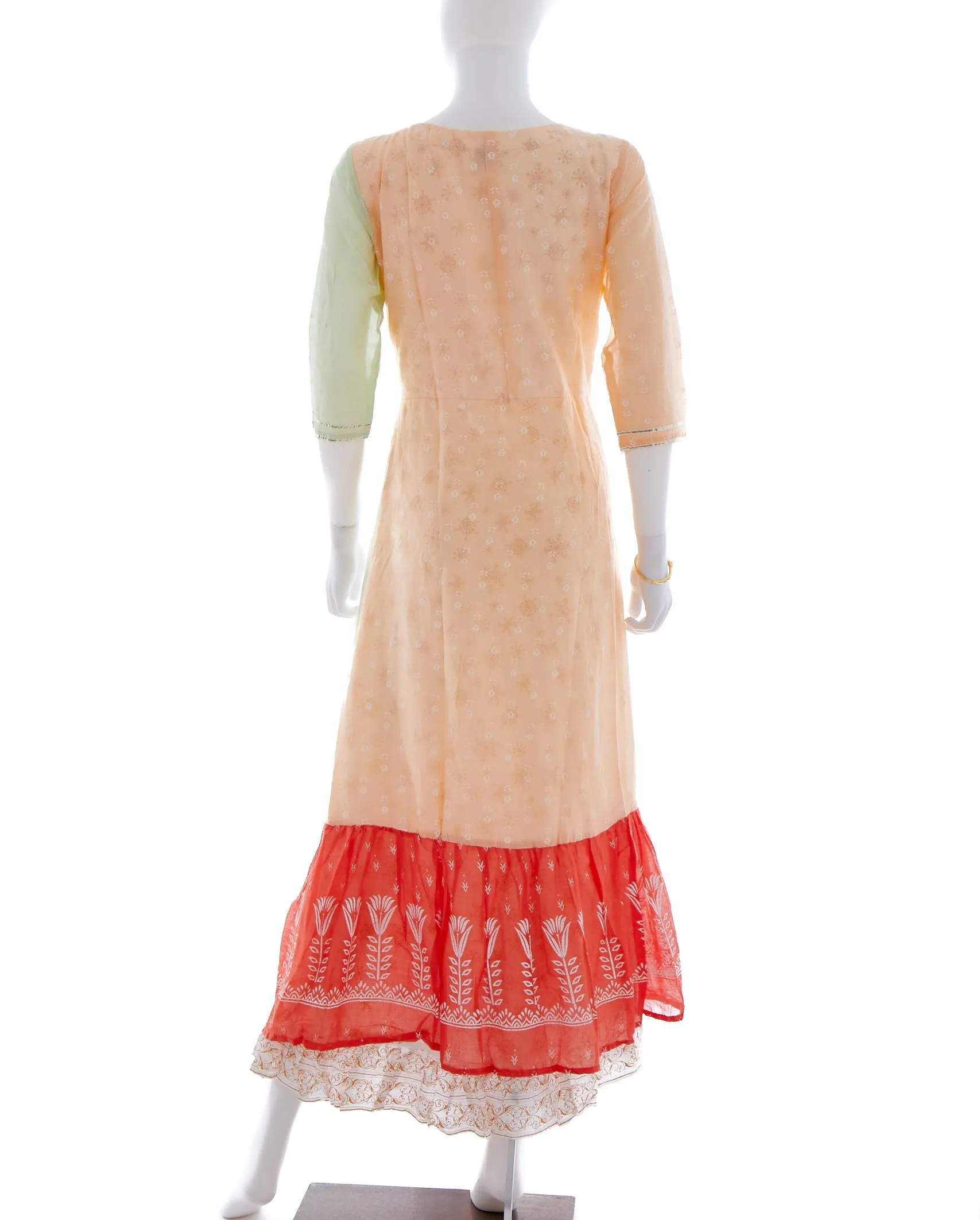 Orange and Pista Green A-Line Kurti