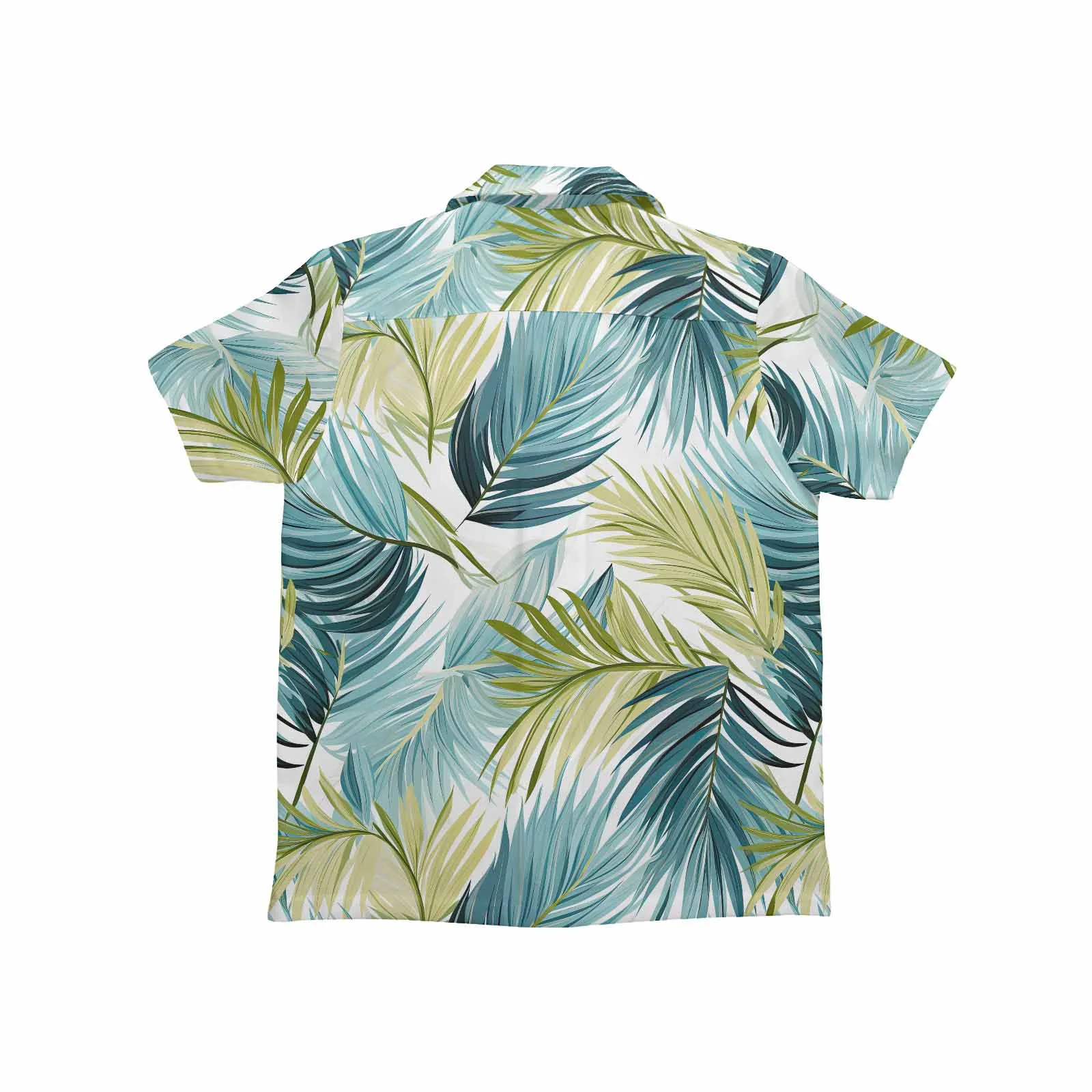 Palm Leaves Blue Green  Little Boys Hawaiian Shirt