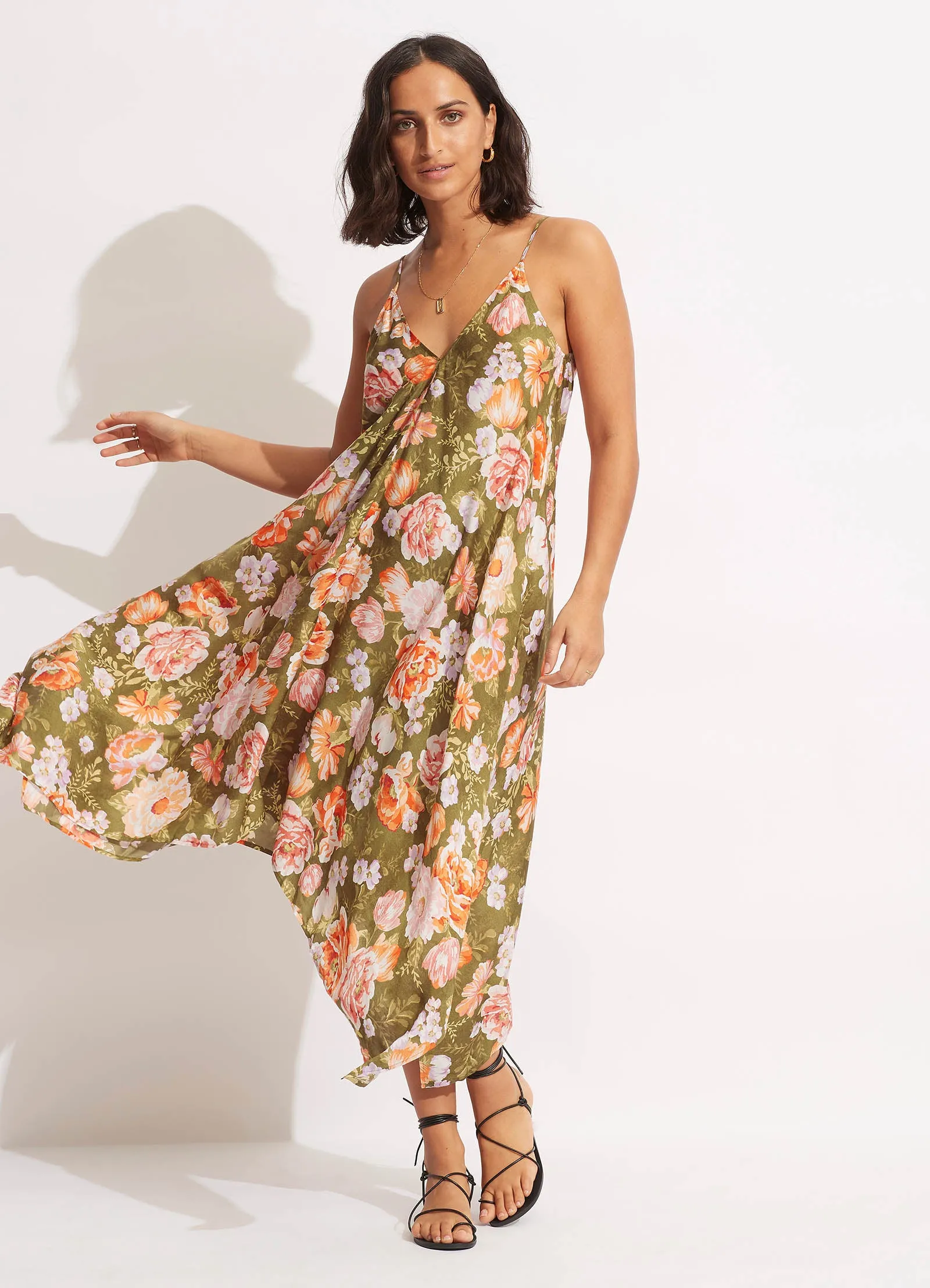 Paradise Garden Scarf Dress  - Avocado