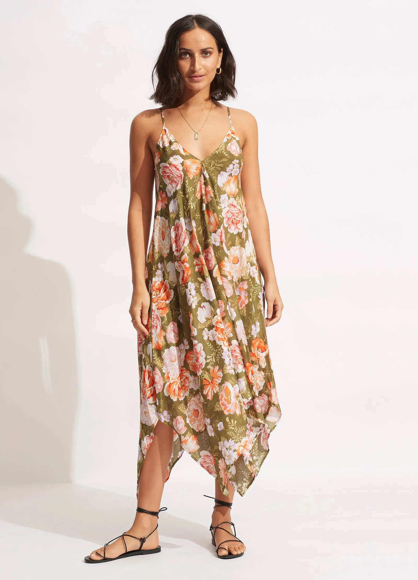 Paradise Garden Scarf Dress  - Avocado