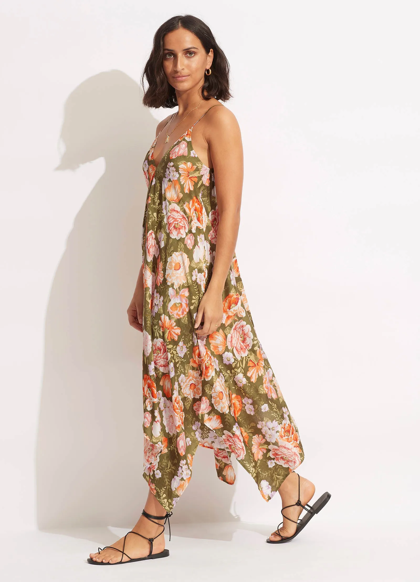 Paradise Garden Scarf Dress  - Avocado