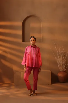 Pink embroidered top and pant