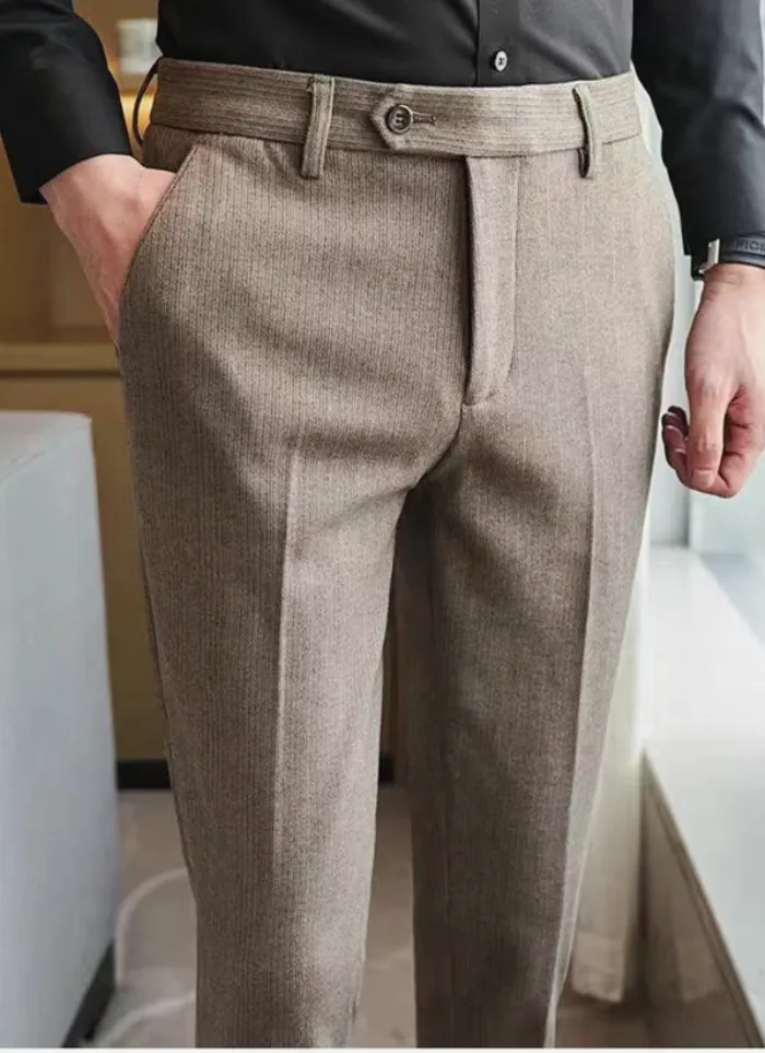 Pleated Wool Trousers - khaki