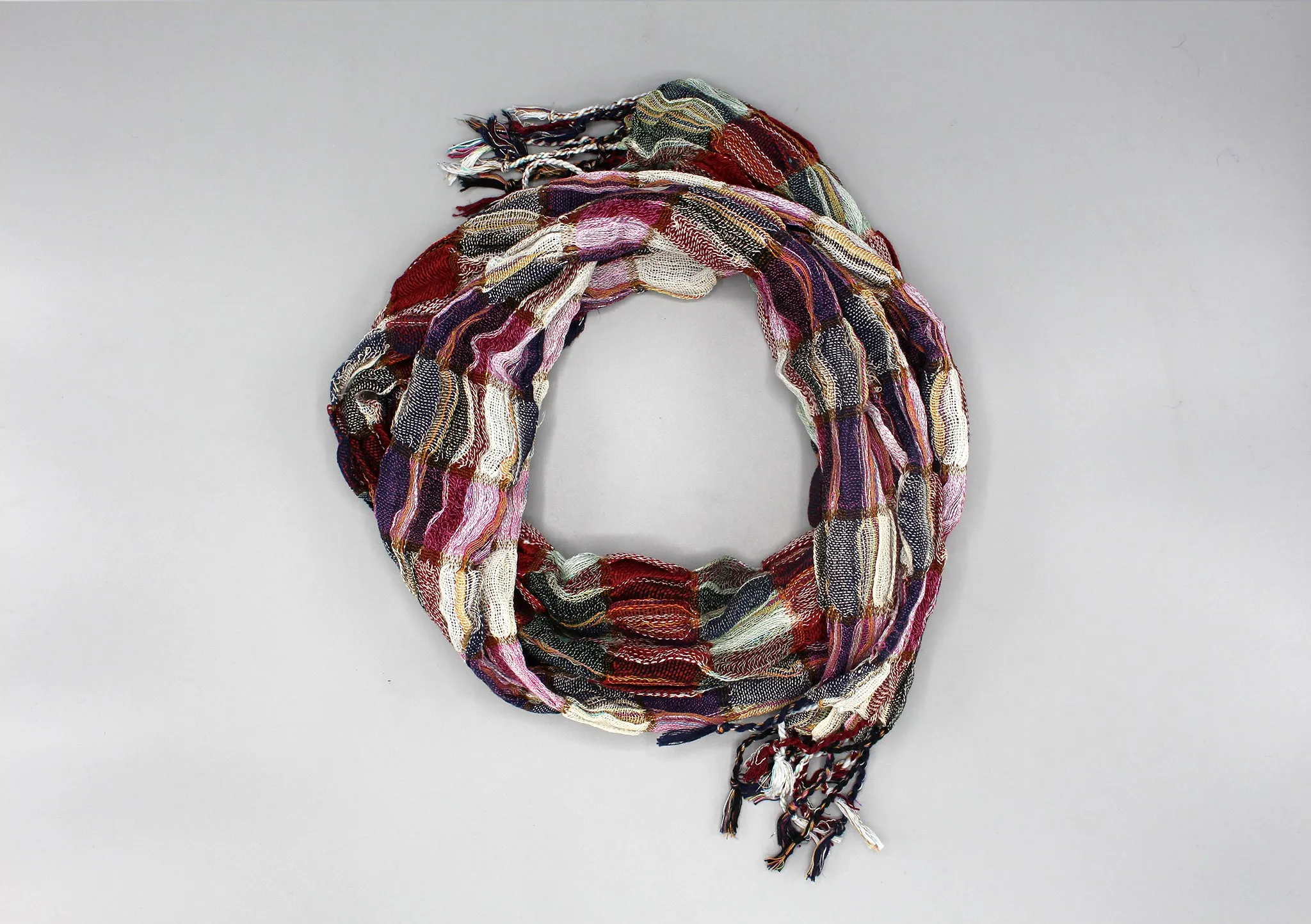 Purple White Multicolor Jari Scarf