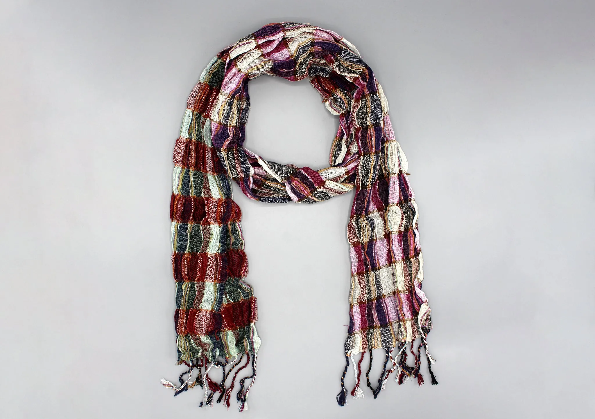 Purple White Multicolor Jari Scarf