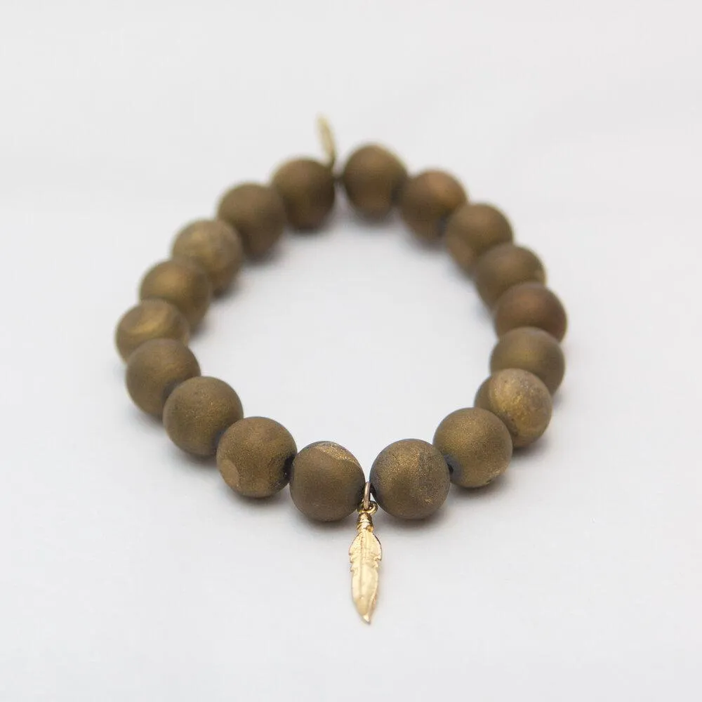 Quartz Crystal Bracelet | Gold Druzy