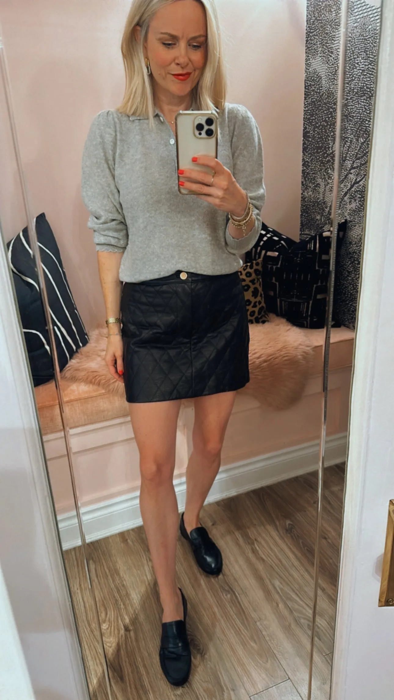 Quilted Leather Mini Skirt