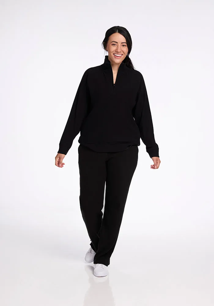 Quinn Ribbed 1/4 Zip - Black