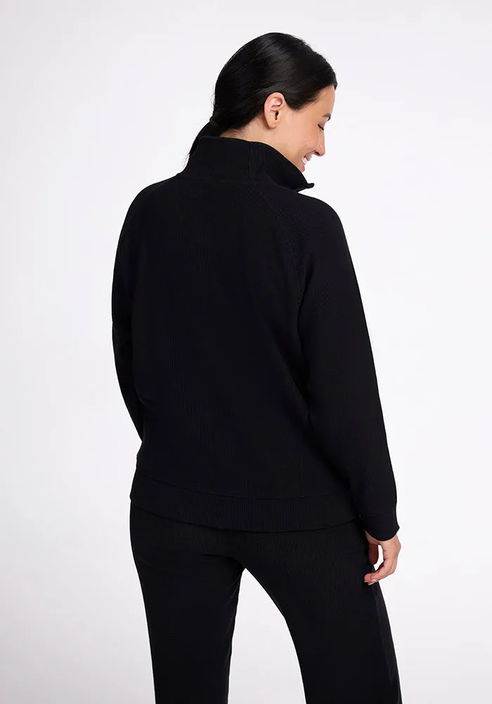 Quinn Ribbed 1/4 Zip - Black