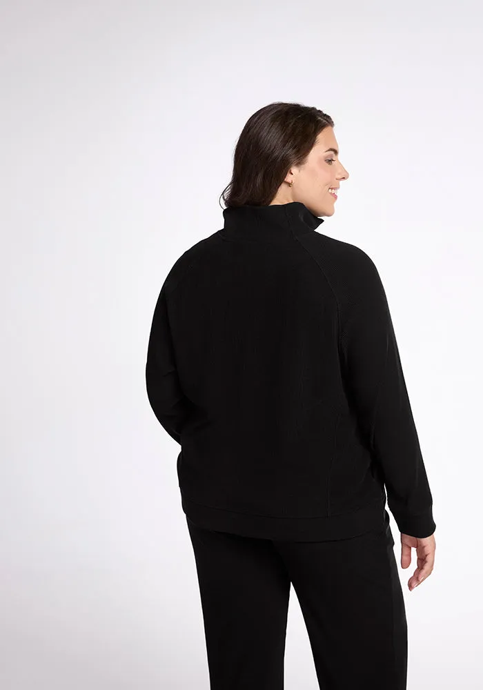 Quinn Ribbed 1/4 Zip - Black