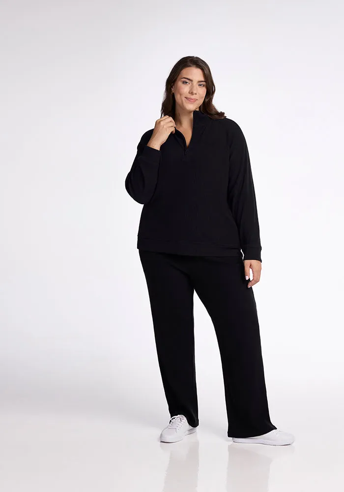 Quinn Ribbed 1/4 Zip - Black