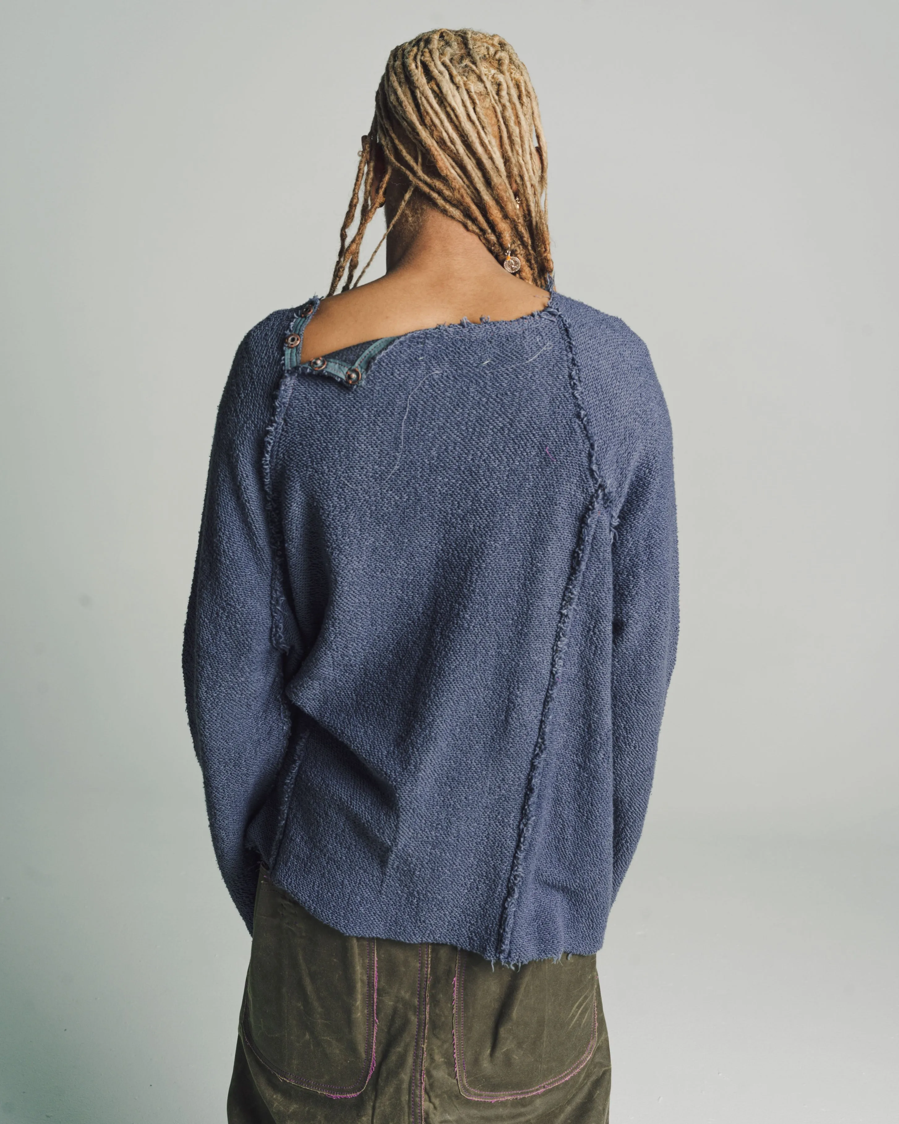 Raglan Pullover in Hand Dyed Indigo Oversized Terry