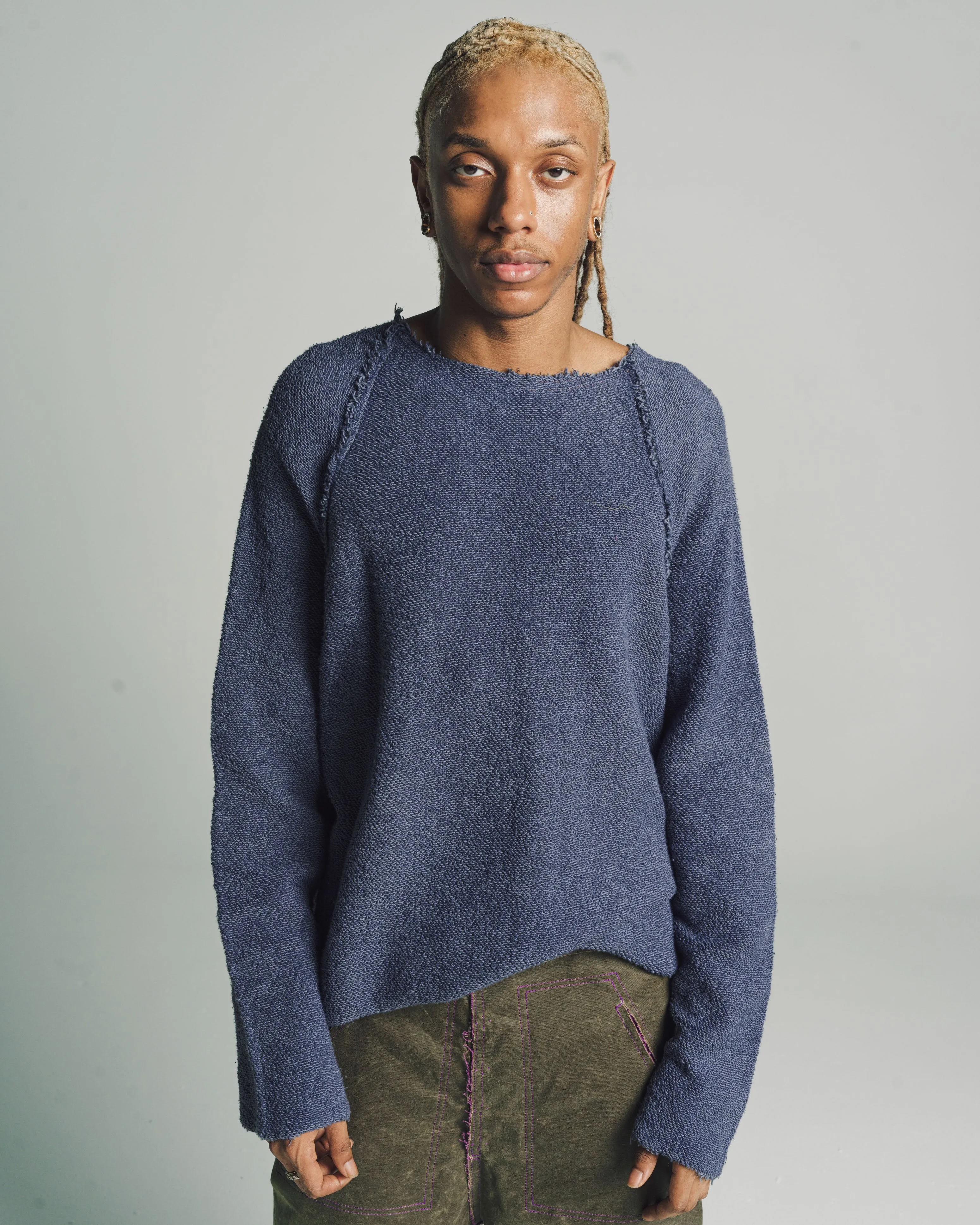 Raglan Pullover in Hand Dyed Indigo Oversized Terry