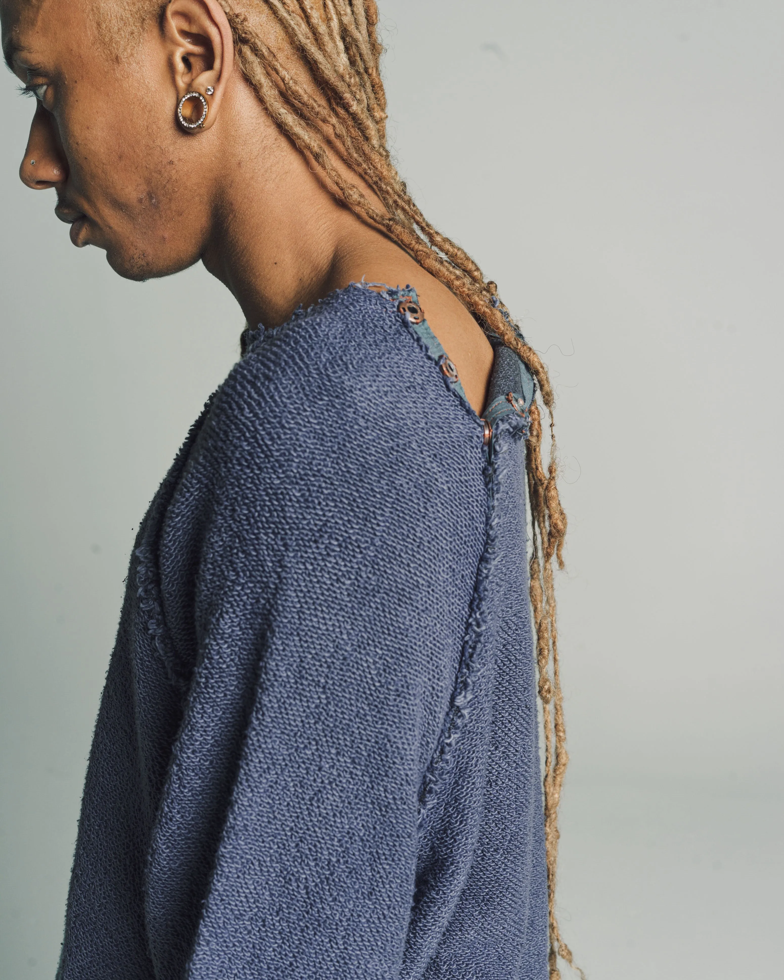 Raglan Pullover in Hand Dyed Indigo Oversized Terry