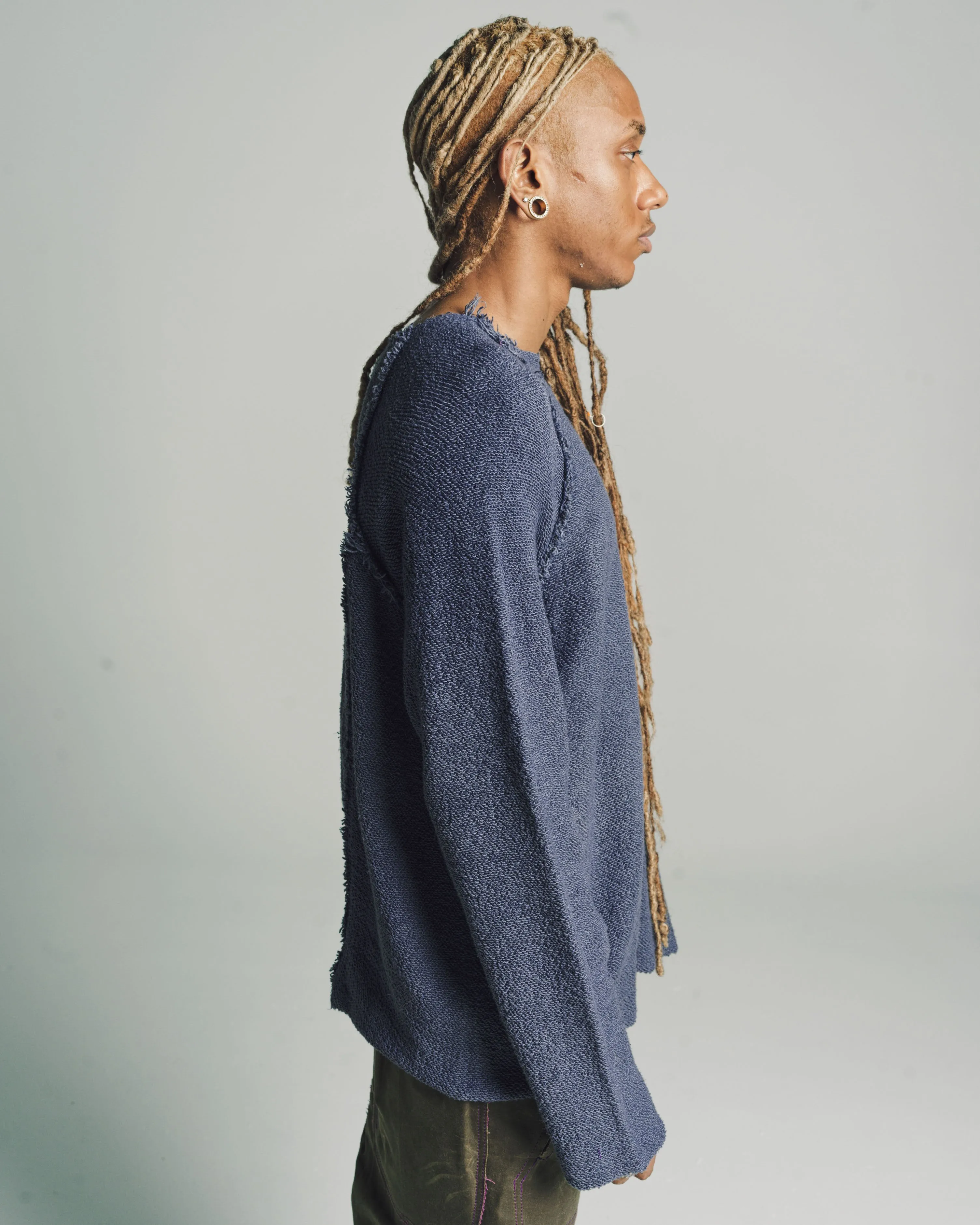 Raglan Pullover in Hand Dyed Indigo Oversized Terry