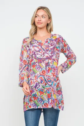 RAJ FAY AMETHYST PRINTED EMBROIDERED TUNIC