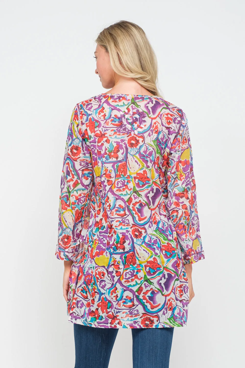 RAJ FAY AMETHYST PRINTED EMBROIDERED TUNIC