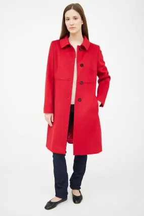 Red Wool Panelled Coat