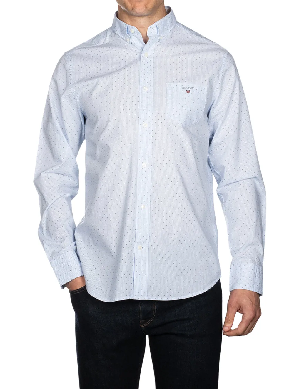 Regular Banker Dot Buttondown Capri Blue