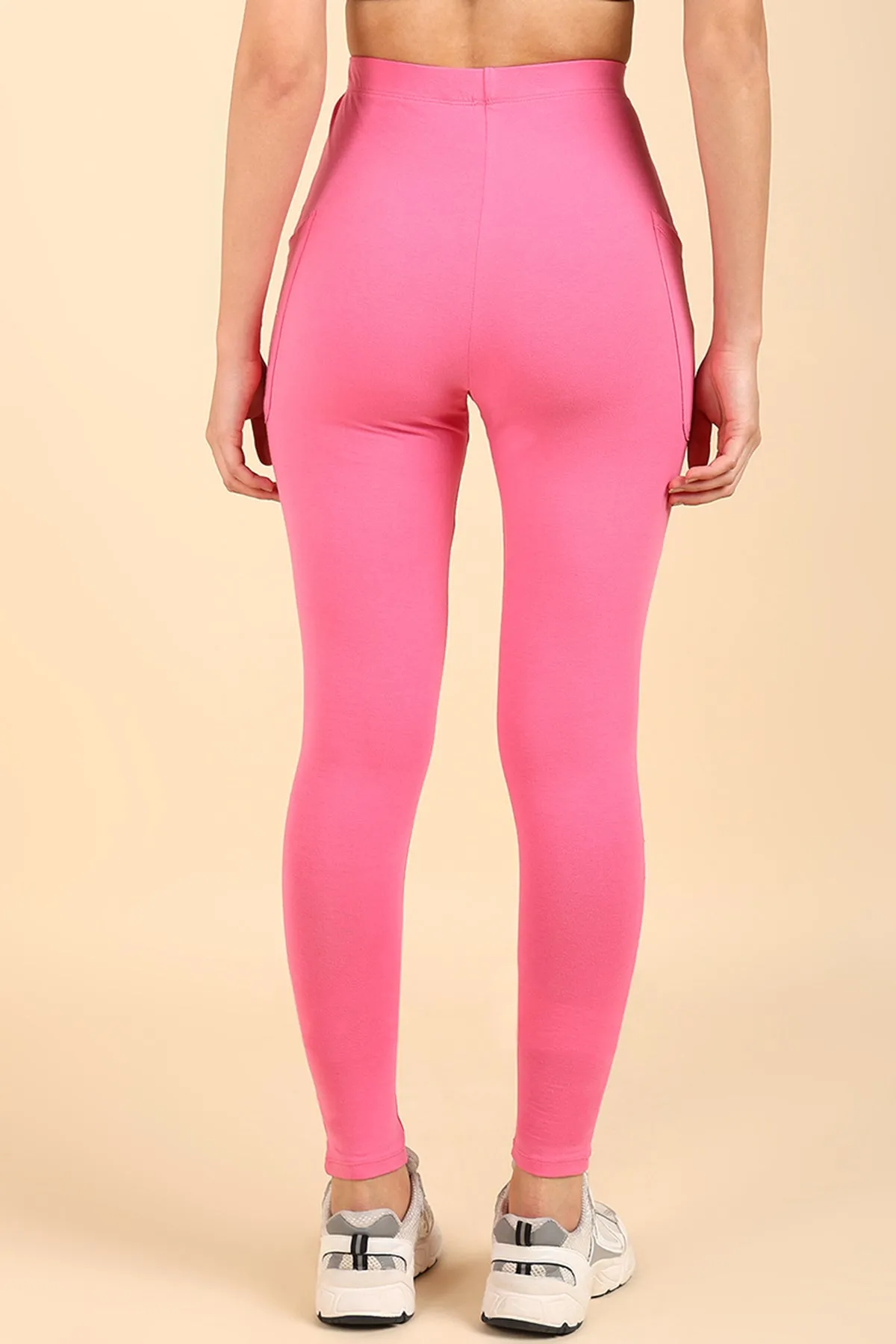 Ribbed Cotton Pink Maternity Legging (Pregnancy & Postpartum)