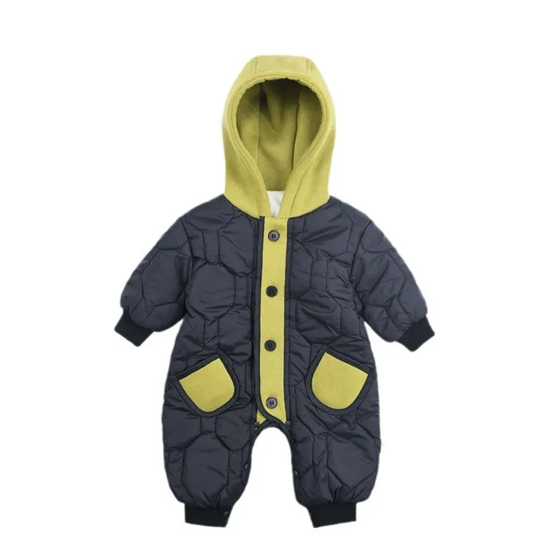 Romper Baby Cotton-padded Jumpsuit Newborn Fleece-lined Thickened Going Out Outwear