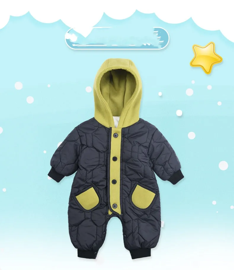 Romper Baby Cotton-padded Jumpsuit Newborn Fleece-lined Thickened Going Out Outwear