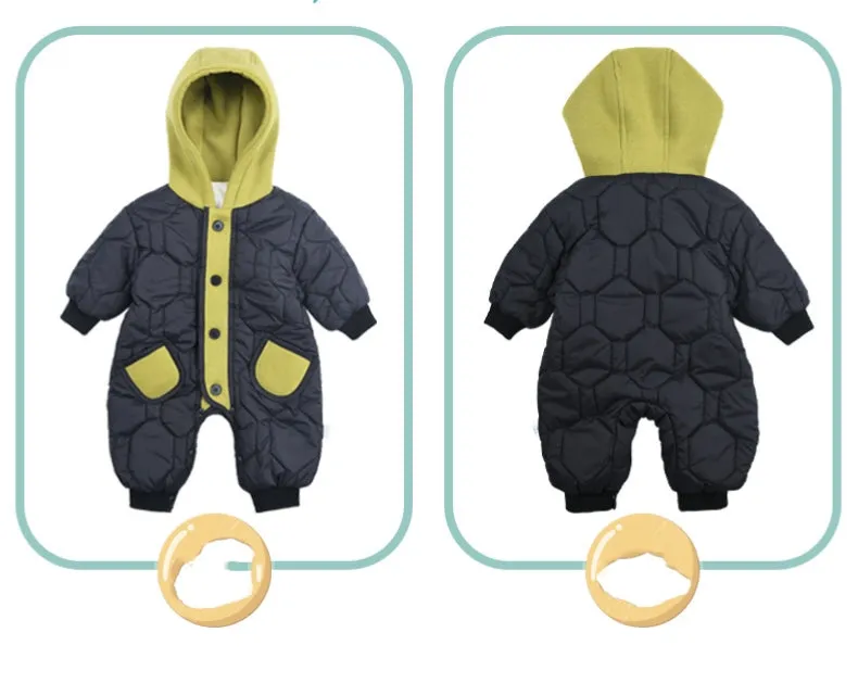 Romper Baby Cotton-padded Jumpsuit Newborn Fleece-lined Thickened Going Out Outwear