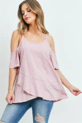 Rose Pink Cold Shoulder Tunic Top