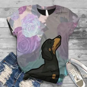 Roses And Dachshund T-Shirt