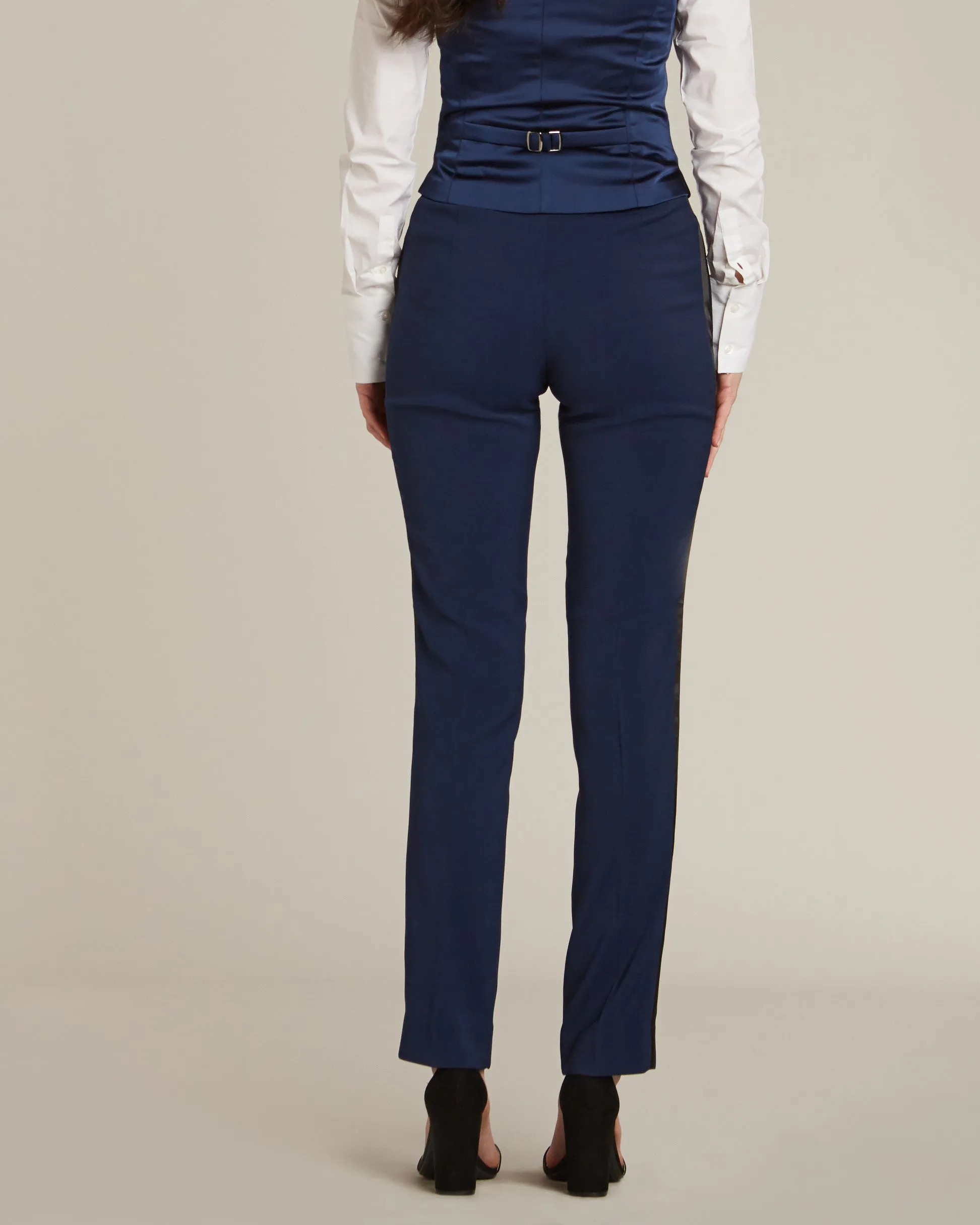 Royal Navy & Black Slim Fit Tuxedo Pants