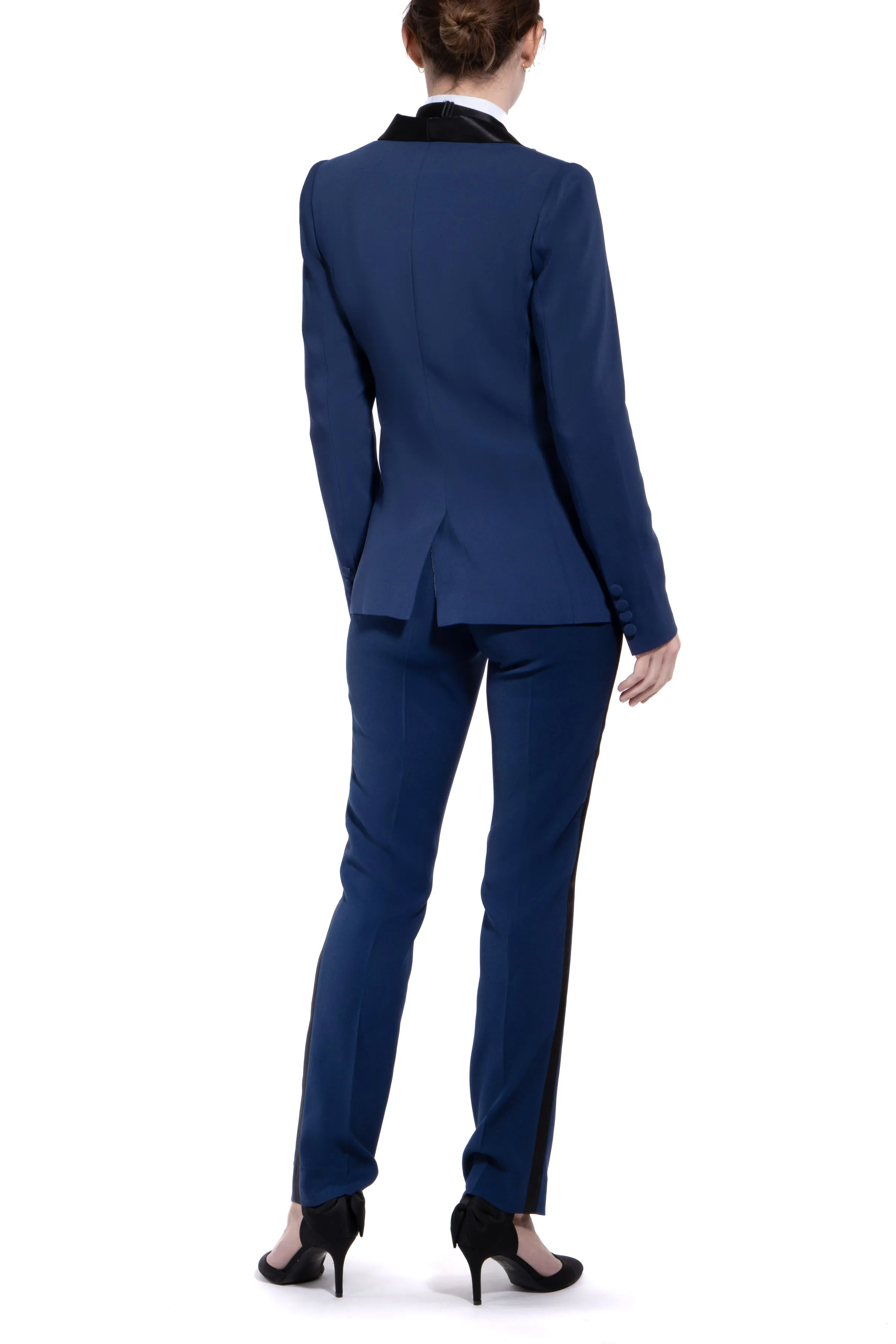 Royal Navy & Black Slim Fit Tuxedo Pants