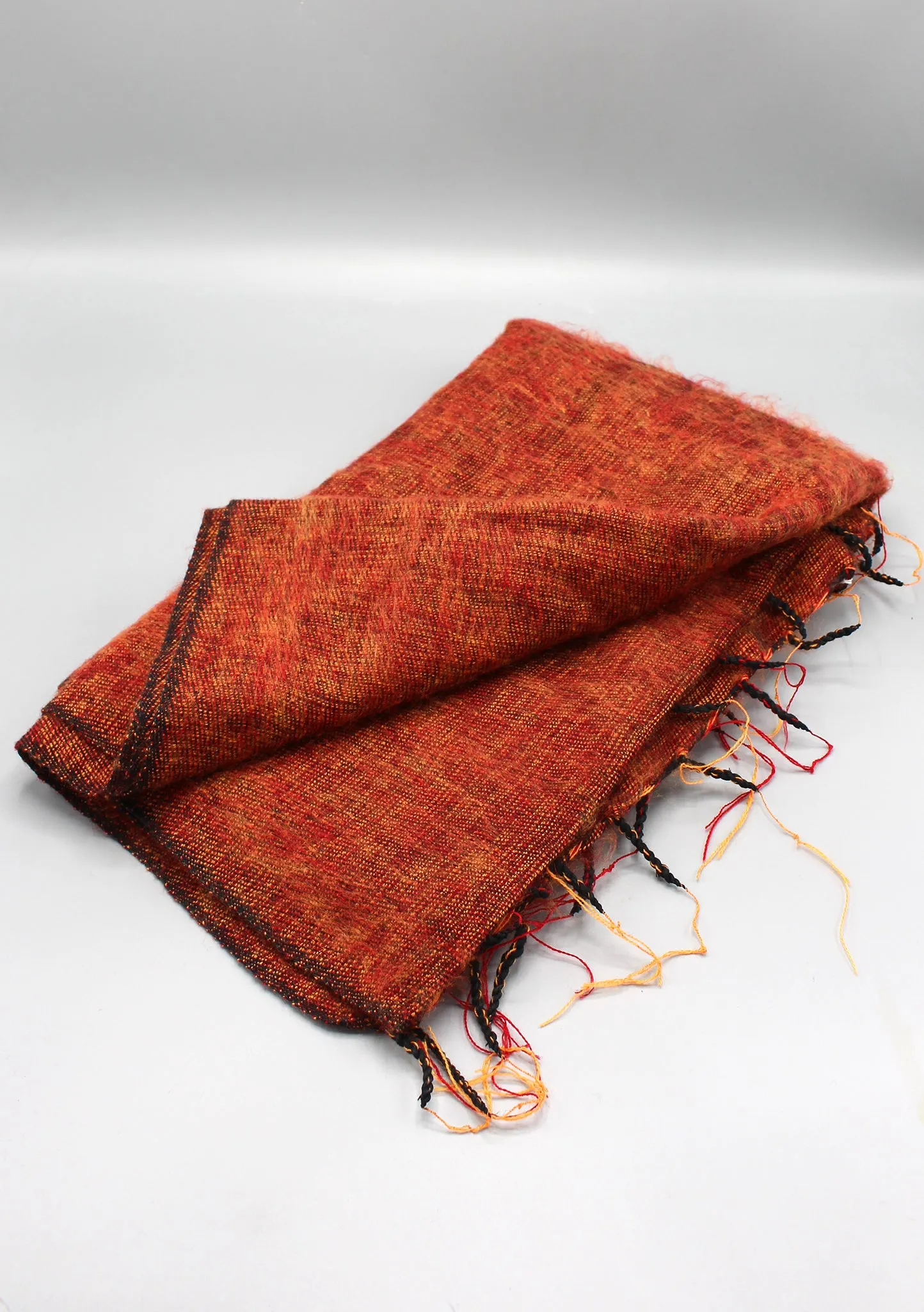 Rust Mix Orange Himalayan Yak Wool Shawl