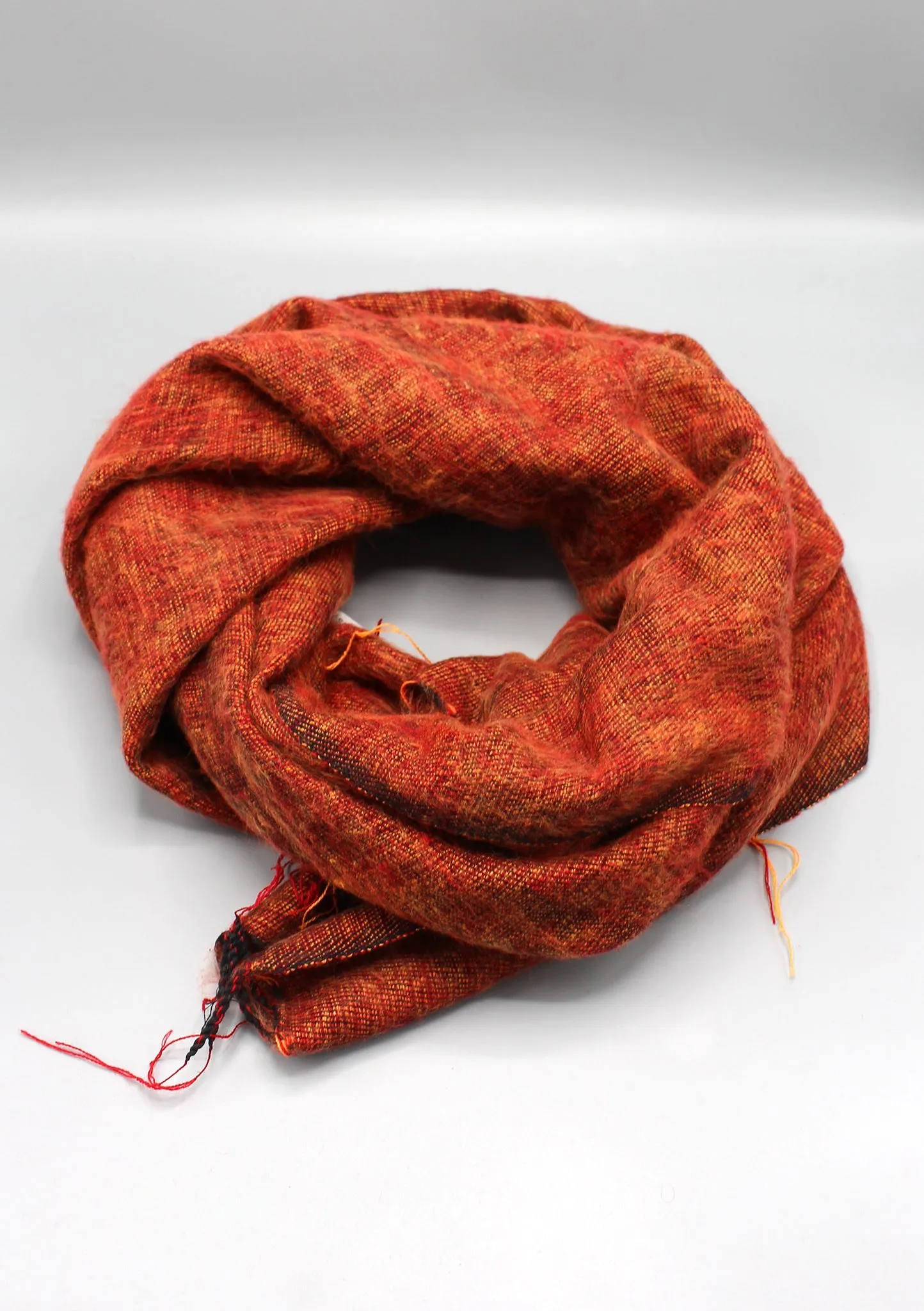 Rust Mix Orange Himalayan Yak Wool Shawl