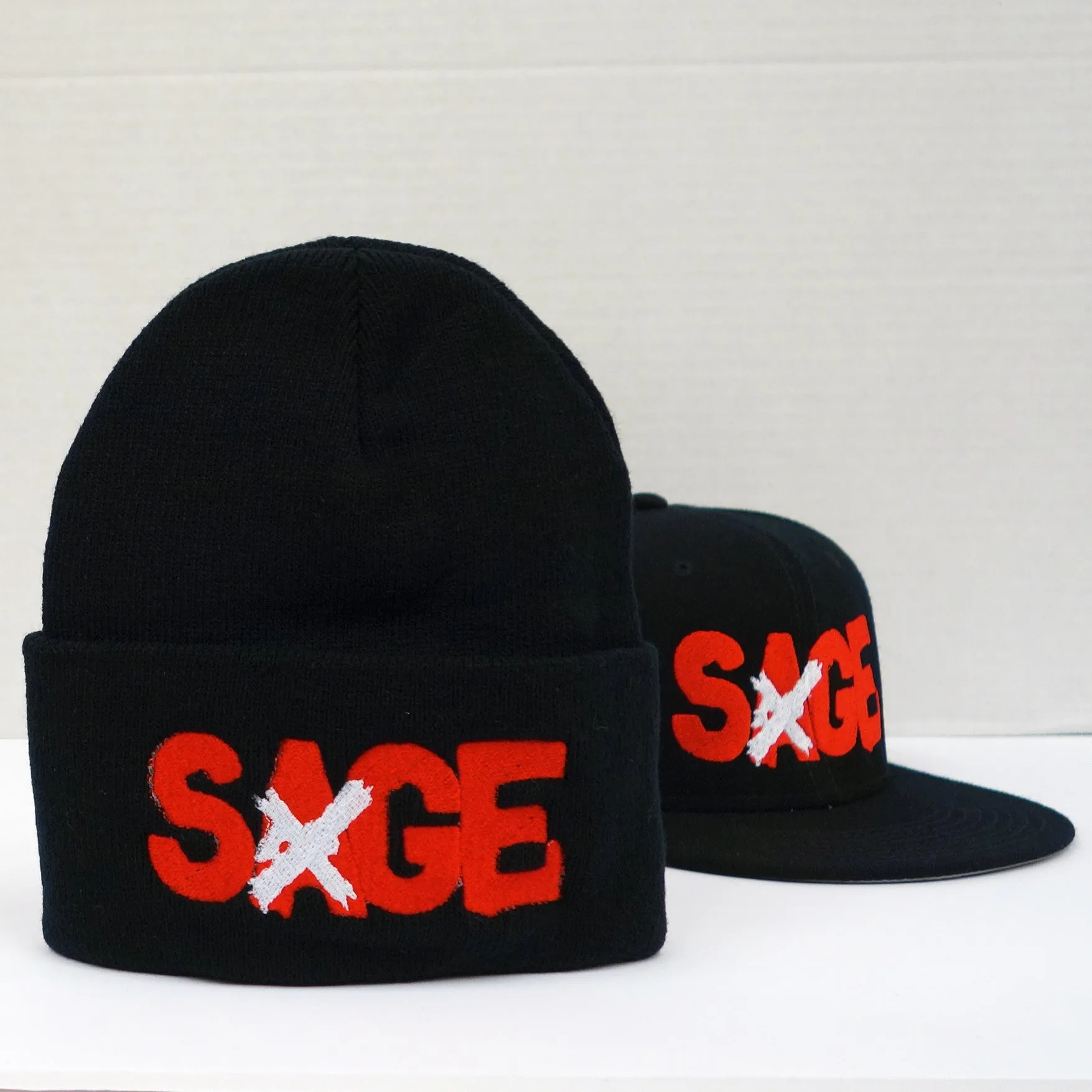 SAGE FRANCIS 'A Healthy Distrust' BLACK Snapback Knit Hat 2-PACK