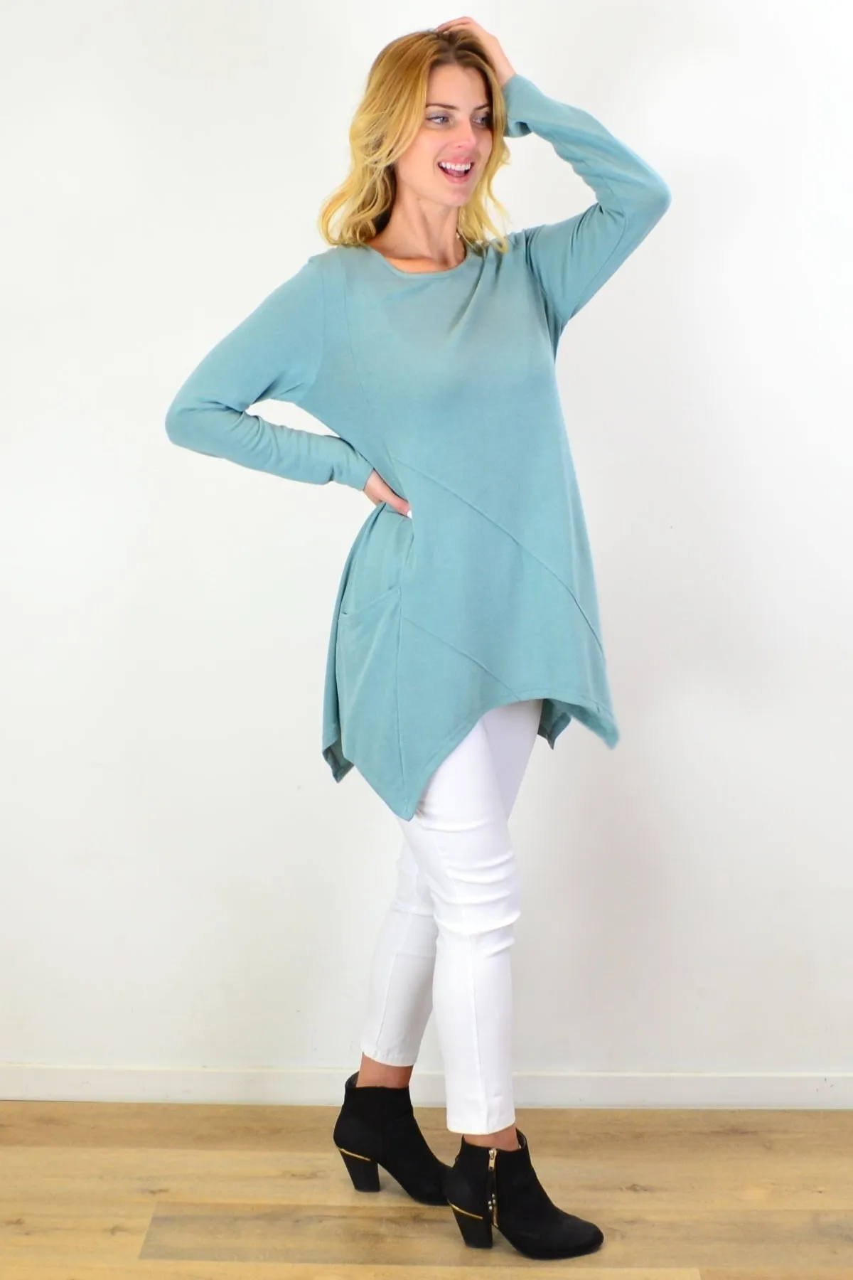 Sage Green Knit Tunic Top