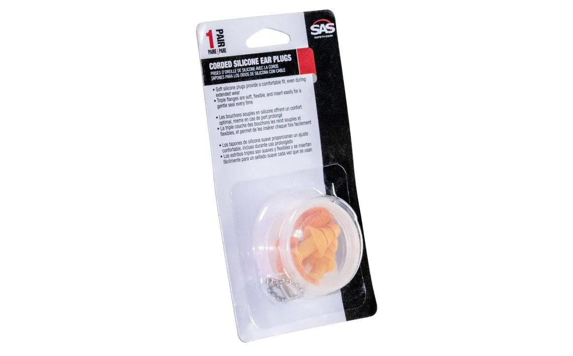 SAS Safety - Corded Silicone Ear Plugs With Case, 1 pair