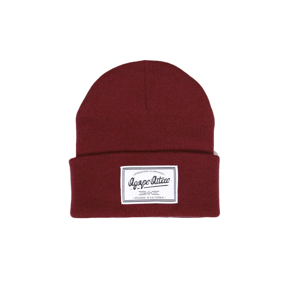 Script Patch Beanie in Maroon