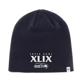 Seattle Seahawks 47 Brand 2015 XLIX Super Bowl Navy Knit Winter Hat Cap Beanie